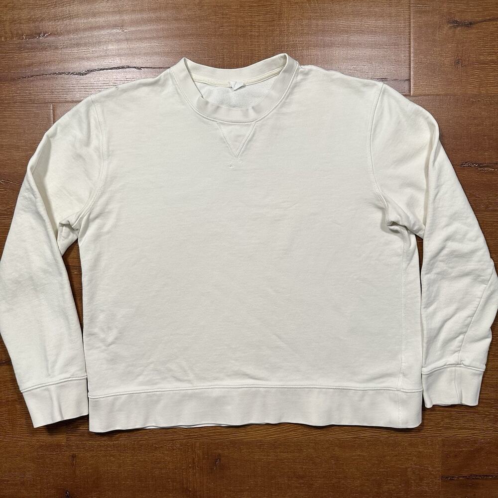 Arket Oversized Sweatshirt Womens L Ivory Crewneck Sweater Relaxed Fit Minimal